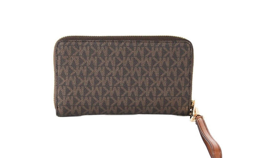 Michael Kors Jet Set Large Brown Signature PVC Flat Multifunction Wrist Wallet - Threads of Legacy