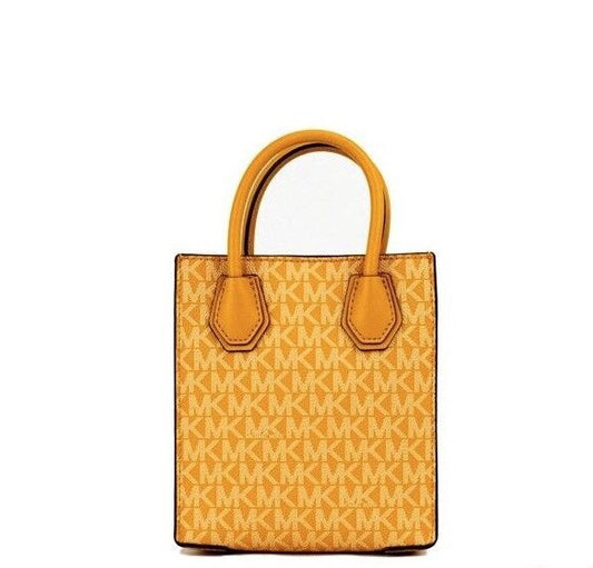 Michael Kors Mercer XS Honeycomb Gold Signature PVC North South Shopper Crossbody Bag - Threads of Legacy