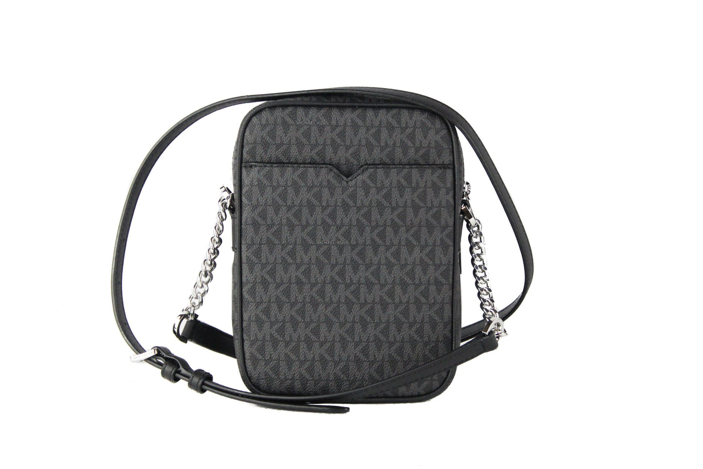 Michael Kors Medium Signature Leather North South Chain Crossbody Handbag Black - Threads of Legacy