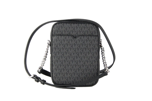 Michael Kors Medium Signature Leather North South Chain Crossbody Handbag Black - Threads of Legacy