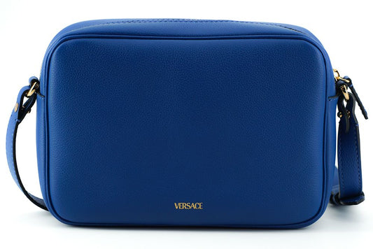 Versace Elegant Blue Calf Leather Camera Case Bag - Threads of Legacy