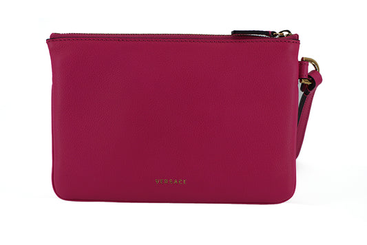 Versace Elegant Pink Leather Pouch Clutch - Threads of Legacy