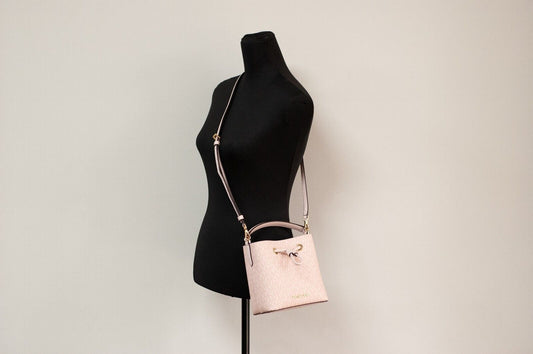 Michael Kors Suri Small Dark Powder Blush Signature PVC Bucket Crossbody Handbag - Threads of Legacy