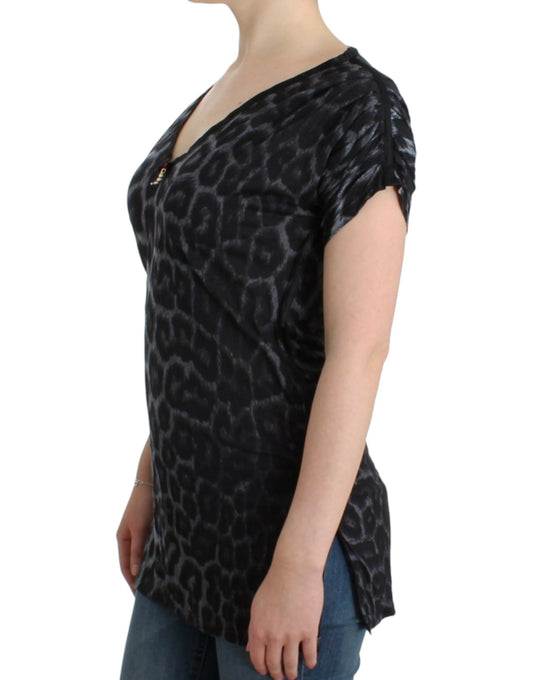 Cavalli Sultry Leopard V-Neck Modal Top - Threads of Legacy