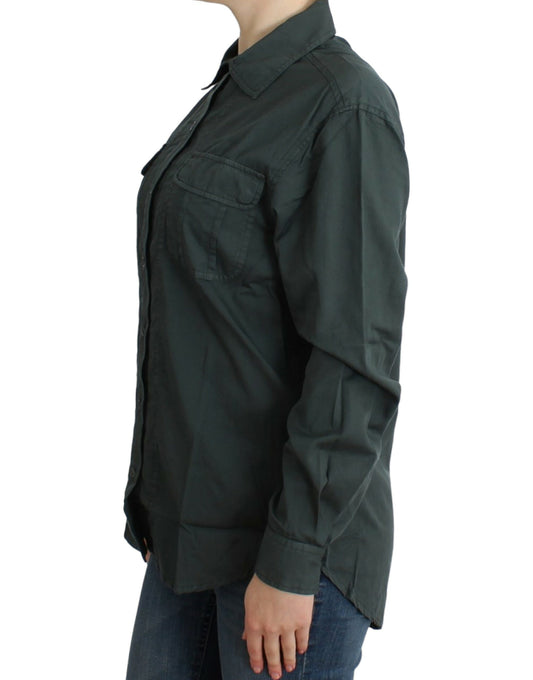 Cavalli Elegant Gray Cotton Button Down Shirt - Threads of Legacy