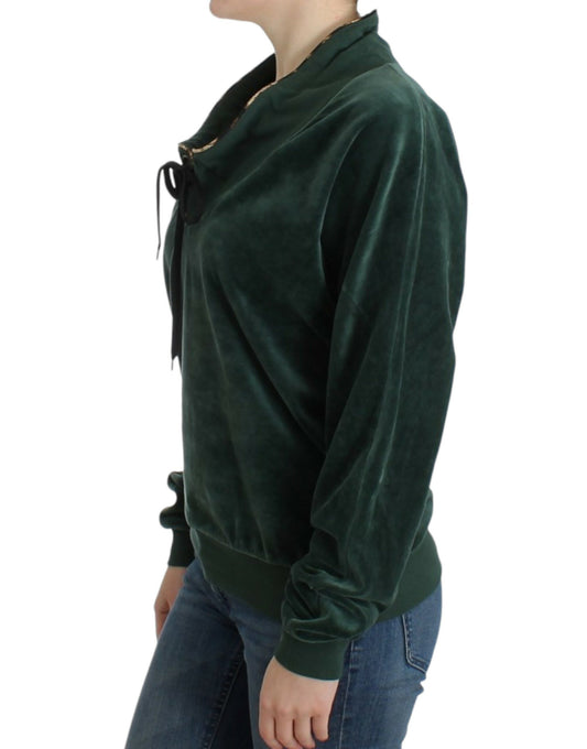 Cavalli Elegant Green Mock Sweater with Rhinestone Detail - Threads of Legacy