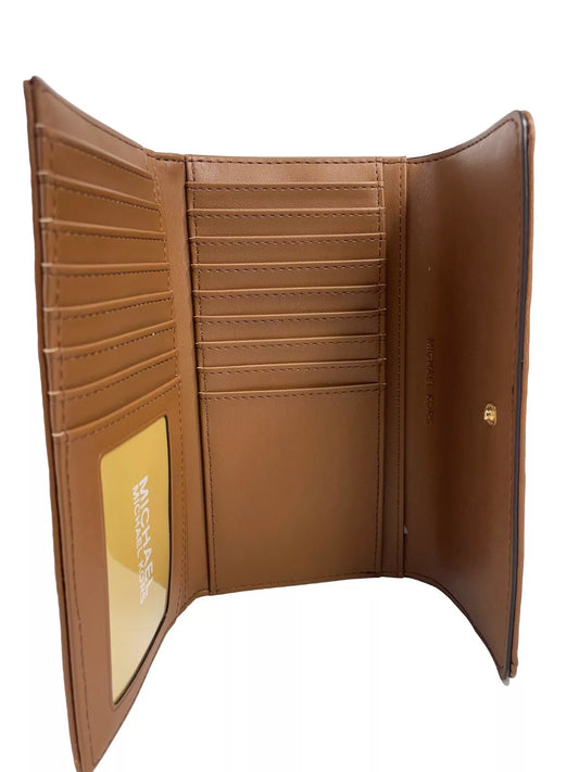 Michael Kors Jet Set Travel Large Quilted Leather Trifold Wallet Brown - Threads of Legacy