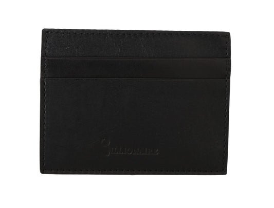 Billionaire Italian Couture Exquisite Black Leather Men's Wallet - Threads of Legacy