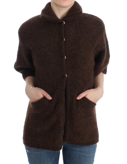 Cavalli Elegant Short Sleeved Brown Cardigan - Threads of Legacy