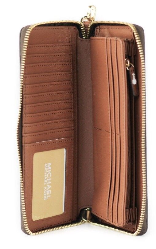 Michael Kors Jet Set Travel Large Brown Signature Continental Wristlet Wallet - Threads of Legacy