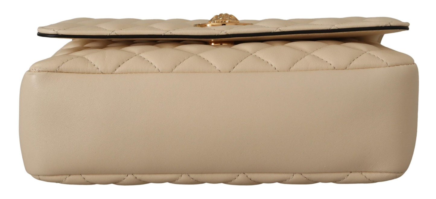 Versace Elegant White Nappa Leather Shoulder Bag - Threads of Legacy