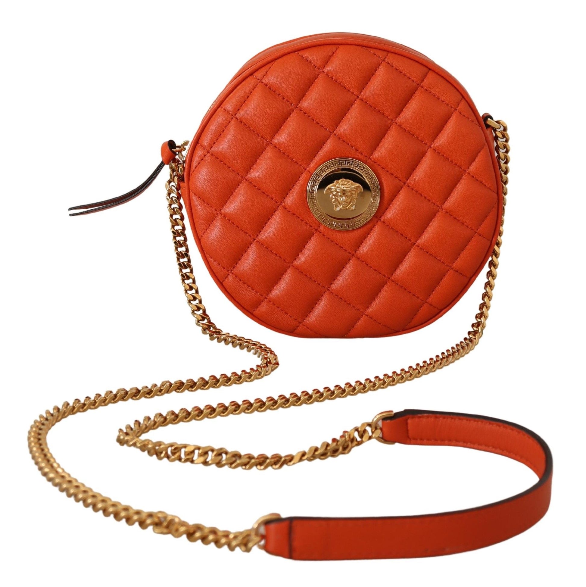 Versace Elegant Round Nappa Leather Crossbody Bag - Threads of Legacy