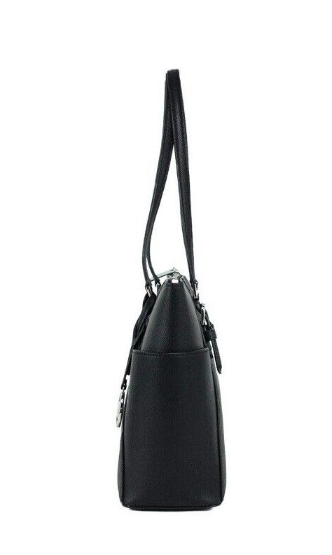 Michael Kors Charlotte Black PVC Leather Large Top Zip Tote Handbag Bag Purse - Threads of Legacy