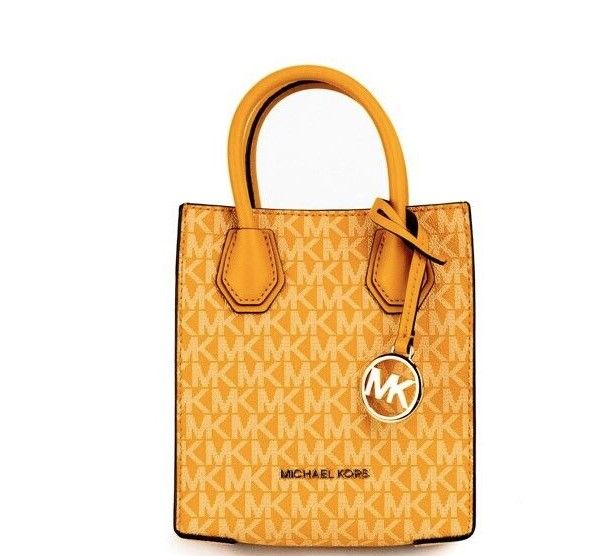 Michael Kors Mercer XS Honeycomb Gold Signature PVC North South Shopper Crossbody Bag - Threads of Legacy