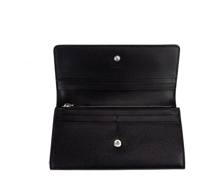 Burberry Porter Black Grained Leather Branded Logo Embossed Clutch Flap Wallet - Threads of Legacy