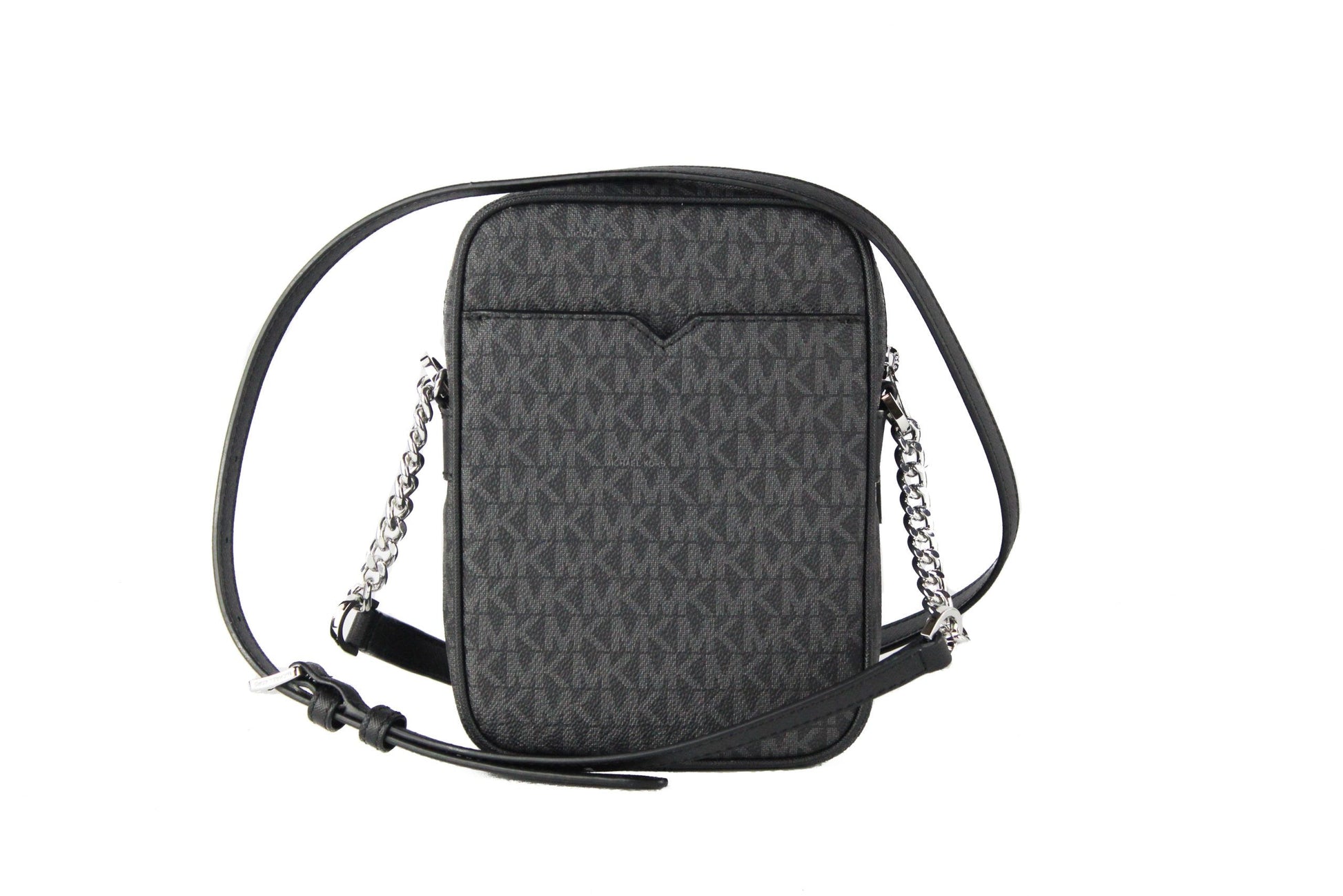 Michael Kors Medium Signature Leather North South Chain Crossbody Handbag Black - Threads of Legacy