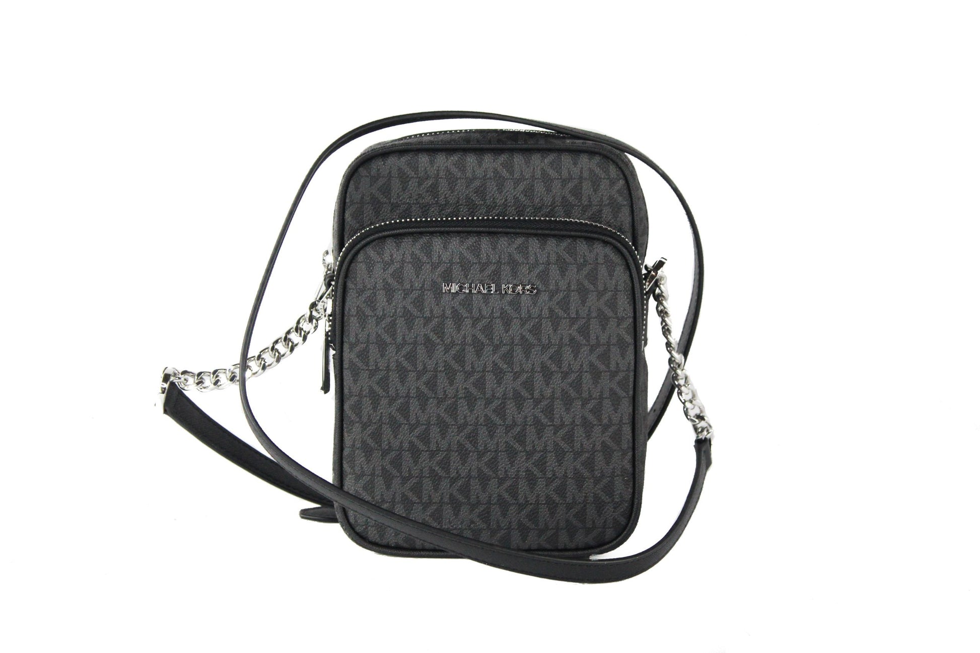 Michael Kors Medium Signature Leather North South Chain Crossbody Handbag Black - Threads of Legacy