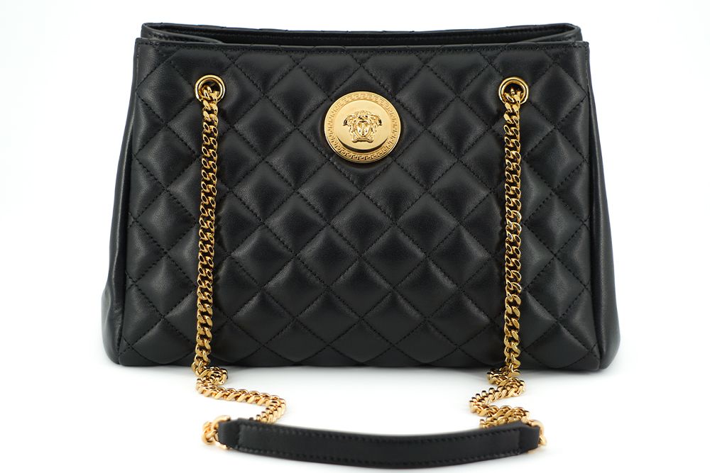 Versace Elegant Quilted Nappa Leather Tote Bag - Threads of Legacy
