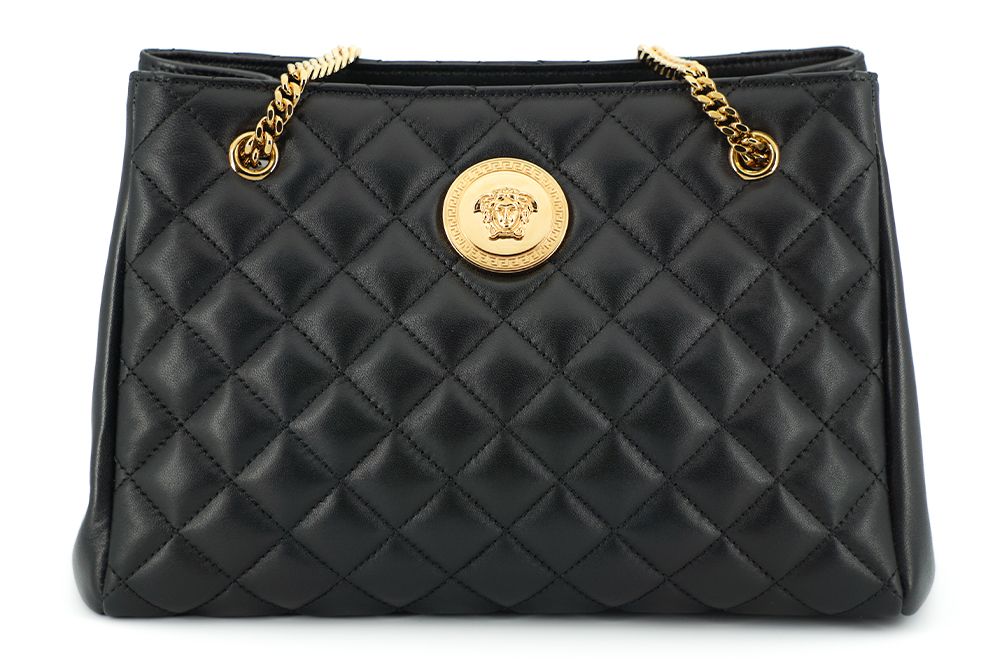 Versace Elegant Quilted Nappa Leather Tote Bag - Threads of Legacy