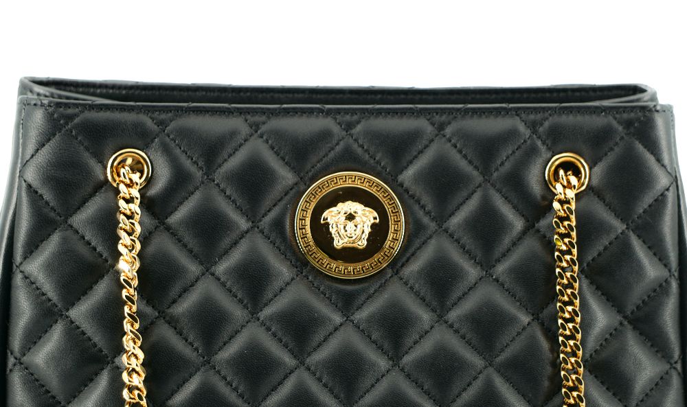 Versace Elegant Quilted Nappa Leather Tote Bag - Threads of Legacy