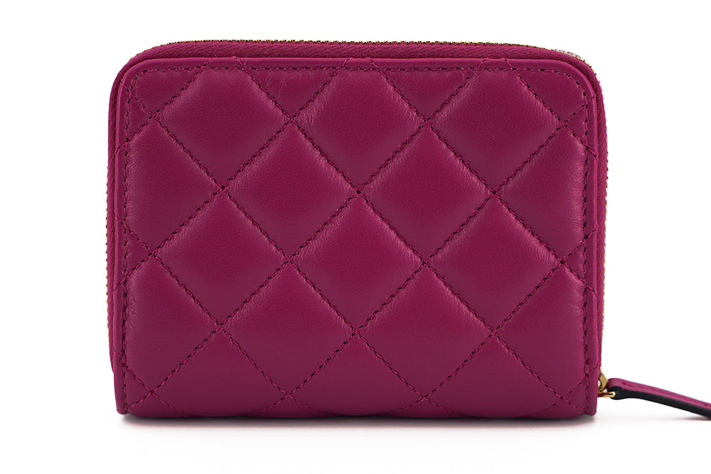Versace Elegant Purple Quilted Leather Wallet - Threads of Legacy
