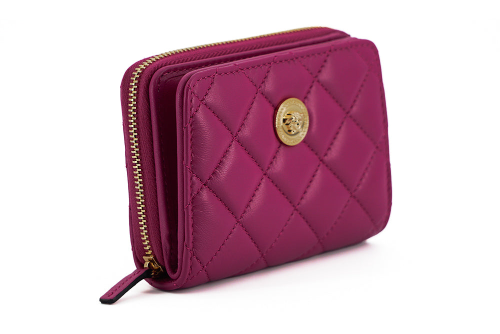Versace Elegant Purple Quilted Leather Wallet - Threads of Legacy