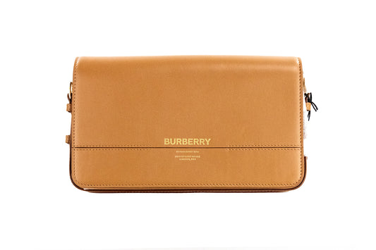 Burberry Grace Small Nutmeg Smooth Leather Flap Crossbody Clutch Handbag Purse - Threads of Legacy