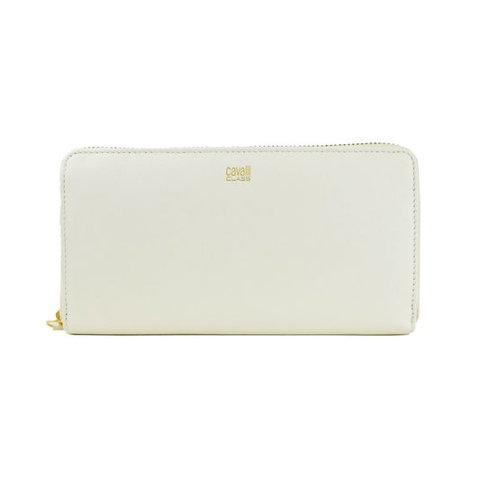 Cavalli Class Elegant White Calfskin Leather Wallet - Threads of Legacy