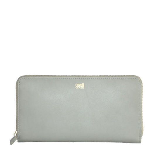Cavalli Class Elegant Grey Calfskin Wallet for Her - Threads of Legacy