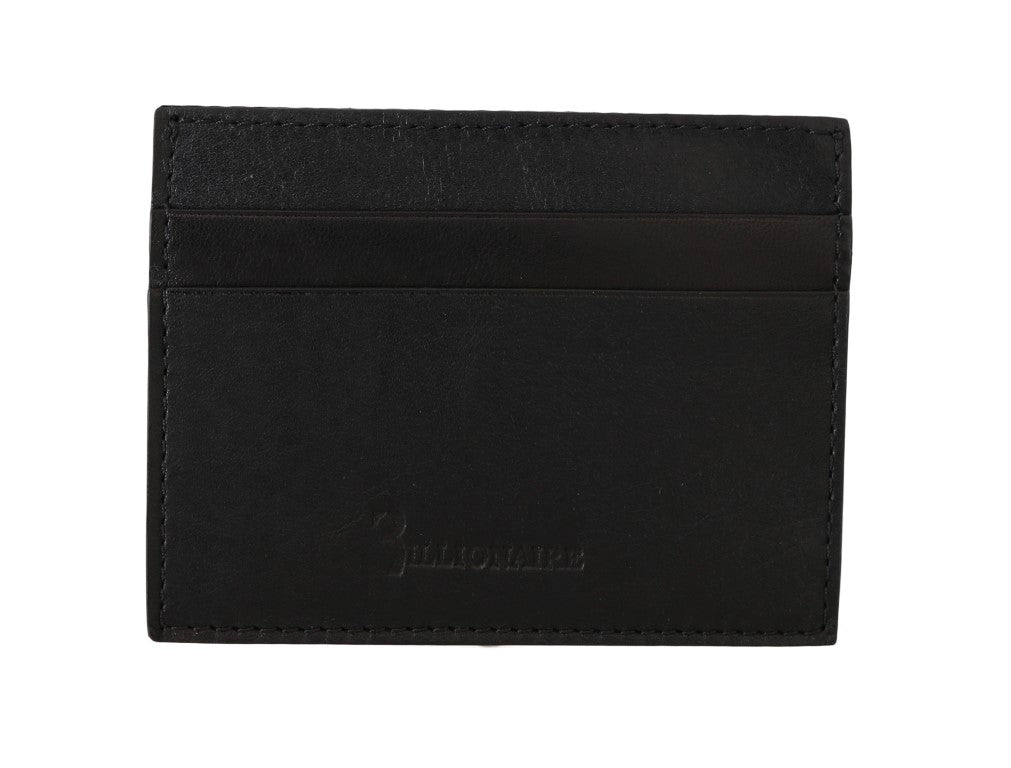 Billionaire Italian Couture Exquisite Black Leather Men's Wallet - Threads of Legacy
