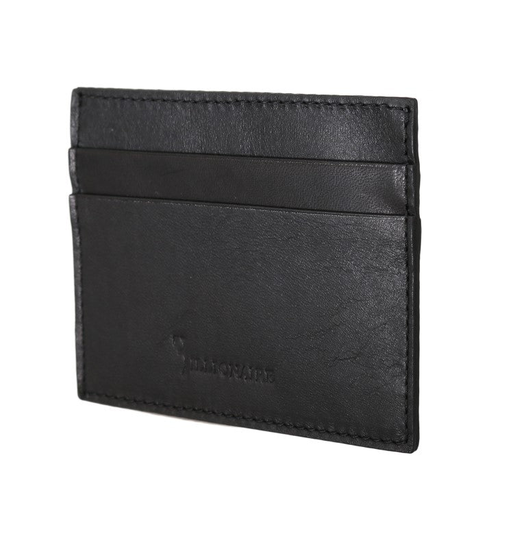 Billionaire Italian Couture Exquisite Black Leather Men's Wallet - Threads of Legacy